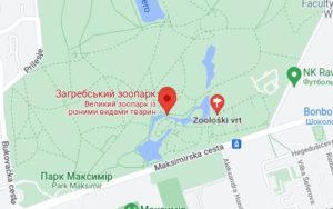 Розташування Загребського зоопарку на карті