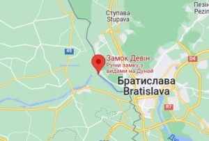 Розташування Замку Девін на карті